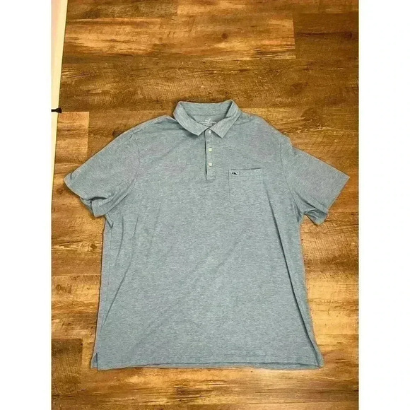 Vineyard Vines Edgartown Polo Heathered Blue Men's 2XL Short Sleeve Cotton Blend - Picture 1 of 9